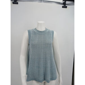 C&C California Waffle Knit Sleeveless Sweater Top L Cotton Blend Beachy Coastal